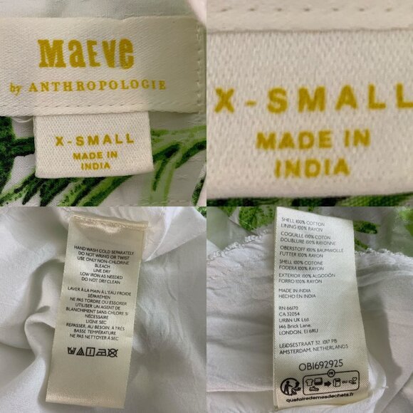 Anthropologie Maeve V-Neck Tunic Mini Dress XS Green Floral - Picture 8 of 16